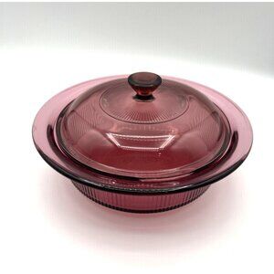 Pyrex Vision Ware 32oz 1qt Cranberry Casserole Dish V-30-B & Lid V-1-C